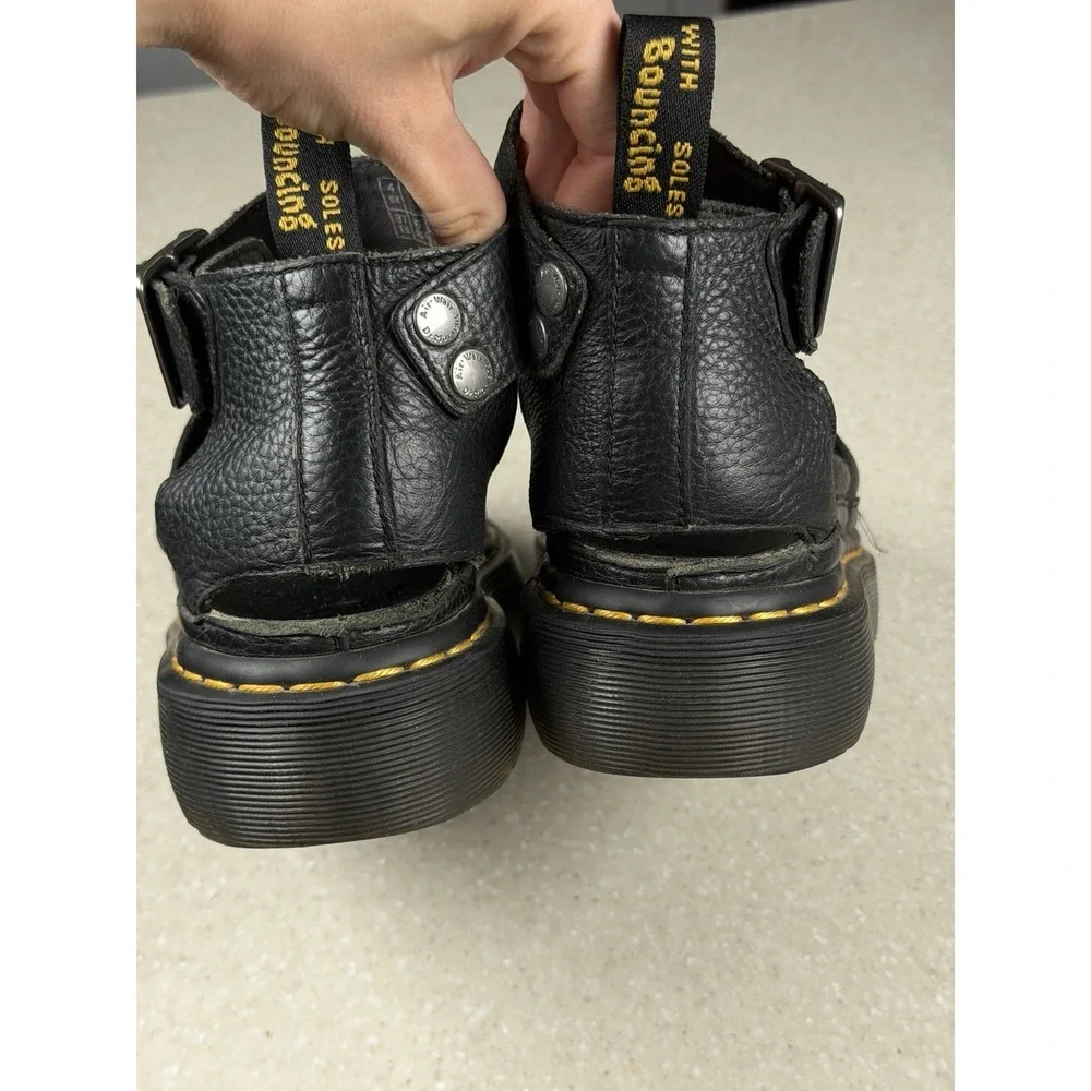 Dr Martens Sandals Women's 6L Black Leather Gladiator Platform Clarissa‎ II Quad